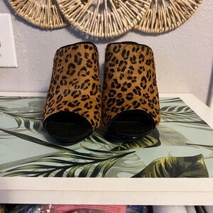 Mango Leopard Print Mules